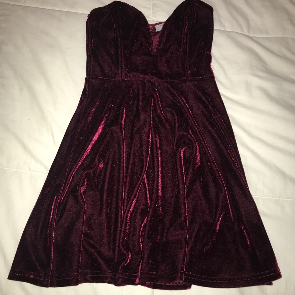 Strapless velour dress